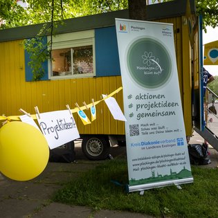 Der Bauwagen in Plochingen im Rahmen des Projekts SPIEL:RAUM der KulturRegion Stuttgart 2021-2022