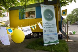 Der Bauwagen in Plochingen im Rahmen des Projekts SPIEL:RAUM der KulturRegion Stuttgart 2021-2022