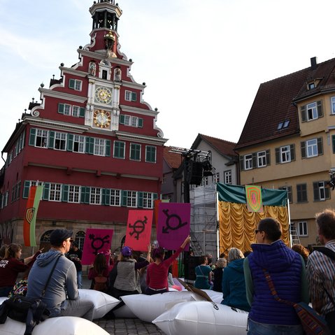 Kunstrprojekt "Purple Noise – UP!" von Cornelia Sollfrank beim Festival "Drehmoment" der KulturRegion Stuttgart 2018