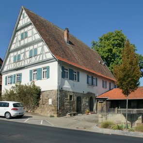Blick von der Strasse aus auf das Bauernhausmuseum