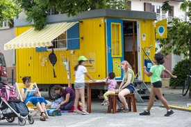 Der Bauwagen in Ditzingen im Rahmen des Projekts SPIEL:RAUM der KulturRegion Stuttgart 2021-2022