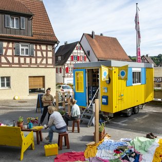 Der Bauwagen in Waldenbuch im Rahmen des Projekts SPIEL:RAUM der KulturRegion Stuttgart 2021-2022