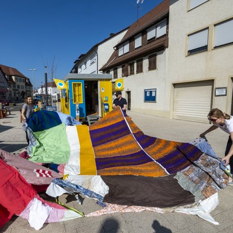 "Eine Unterhaltung im Freien" in Winnenden im Rahmen des Projekts SPIEL:RAUM der KulturRegion Stuttgart 2021-2022