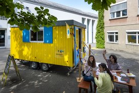 Der Bauwagen in Göppingen im Rahmen des Projekts SPIEL:RAUM der KulturRegion Stuttgart 2021-2022