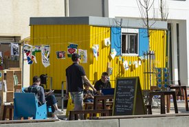 Der Bauwagen in Winnenden im Rahmen des Projekts SPIEL:RAUM der KulturRegion Stuttgart 2021-2022