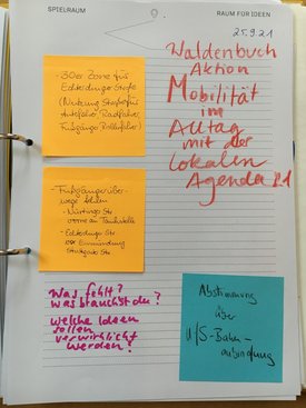 Ideen von Besucher:innen des Bauwagens im Rahmen des Projekts SPIEL:RAUM der KulturRegion Stuttgart 2021-2022