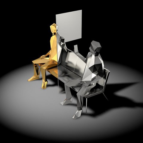 Modell »instafacewhatssnap (Vanity Bench)« von Joachim Sauter (ART+COM studios) beim Festival "Drehmoment" der KulturRegion Stuttgart 2018