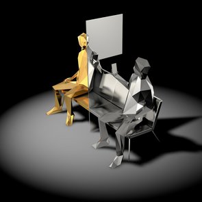 Modell »instafacewhatssnap (Vanity Bench)« von Joachim Sauter (ART+COM studios) beim Festival "Drehmoment" der KulturRegion Stuttgart 2018