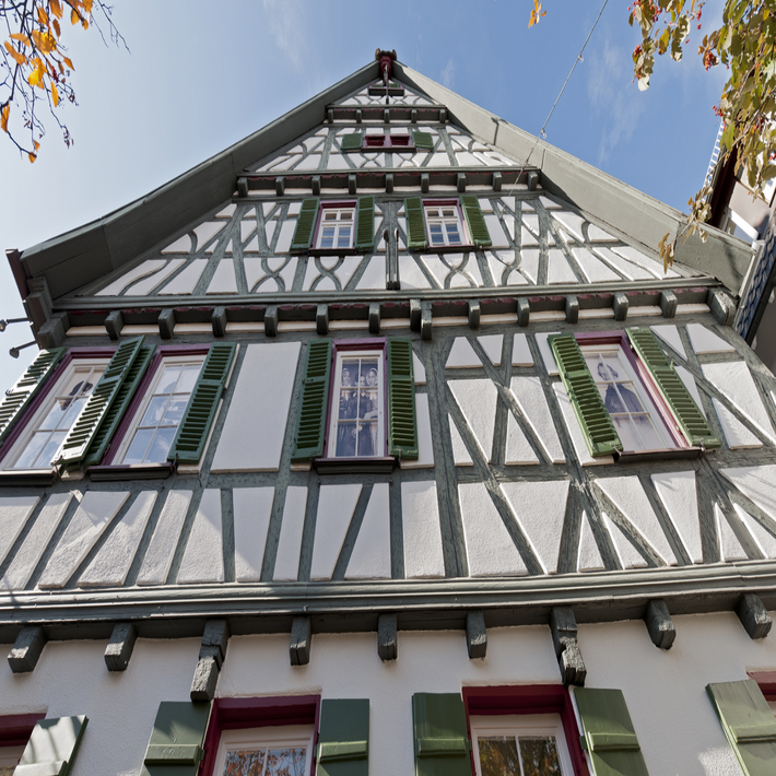 Blick auf Fachwerkfassade