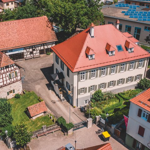 Blick von oben auf das Gebäude des Museums.