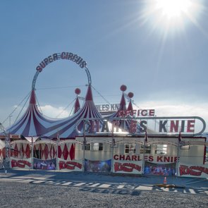 Auf dem Festplatz steht ein großes Circuszelt.