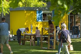 Der Bauwagen in Marbach am Neckar im Rahmen des Projekts SPIEL:RAUM der KulturRegion Stuttgart 2021-2022