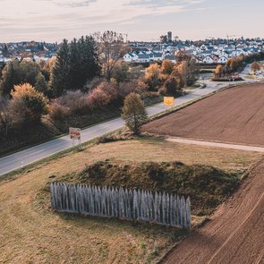 Blick von oben auf die Limespalisaden