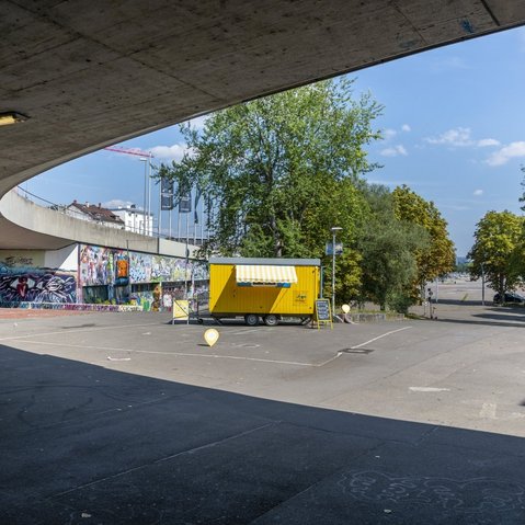 Der Bauwagen in Stuttgart im Rahmen des Projekts SPIEL:RAUM der KulturRegion Stuttgart 2021-2022