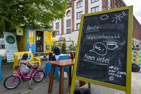 Der Bauwagen in Plochingen im Rahmen des Projekts SPIEL:RAUM der KulturRegion Stuttgart 2021-2022