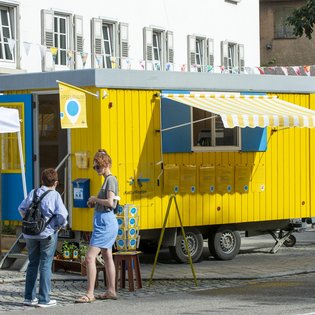 Der Bauwagen in Nürtingen im Rahmen des Projekts SPIEL:RAUM der KulturRegion Stuttgart 2021-2022