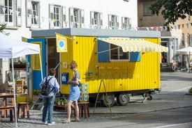 Der Bauwagen in Nürtingen im Rahmen des Projekts SPIEL:RAUM der KulturRegion Stuttgart 2021-2022