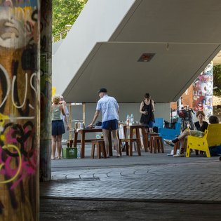Der Bauwagen in Stuttgart im Rahmen des Projekts SPIEL:RAUM der KulturRegion Stuttgart 2021-2022