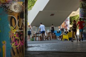 Der Bauwagen in Stuttgart im Rahmen des Projekts SPIEL:RAUM der KulturRegion Stuttgart 2021-2022