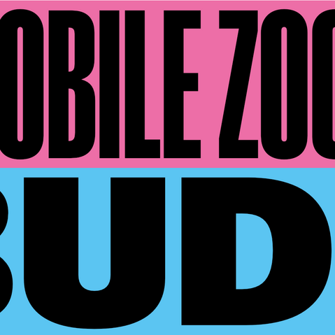 Schriftzug MOBILE ZOCK BUDE in schwarzer Großschrift auf pinkem Hintergrund