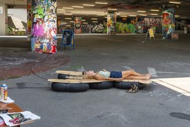Der Bauwagen in Stuttgart im Rahmen des Projekts SPIEL:RAUM der KulturRegion Stuttgart 2021-2022