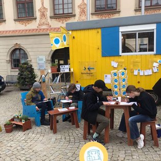 Der Bauwagen in Vaihingen an der Enz im Rahmen des Projekts SPIEL:RAUM der KulturRegion Stuttgart 2021-2022