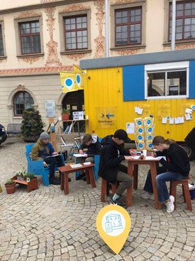 Der Bauwagen in Vaihingen an der Enz im Rahmen des Projekts SPIEL:RAUM der KulturRegion Stuttgart 2021-2022