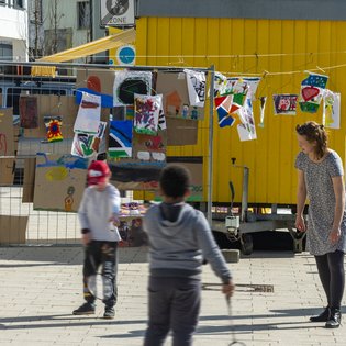 Der Bauwagen in Winnenden im Rahmen des Projekts SPIEL:RAUM der KulturRegion Stuttgart 2021-2022