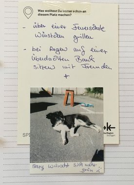 Ideen von Besucher:innen des Bauwagens im Rahmen des Projekts SPIEL:RAUM der KulturRegion Stuttgart 2021-2022