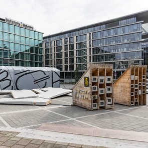 Festivalzentrum von Studio umschichten beim Festival „Unter Beobachtung“ der KulturRegion Stuttgart 2020