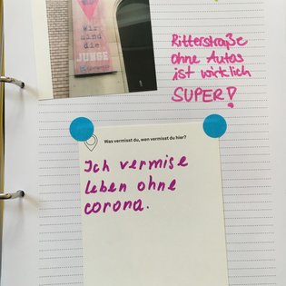 Ideen von Besucher:innen des Bauwagens im Rahmen des Projekts SPIEL:RAUM der KulturRegion Stuttgart 2021-2022