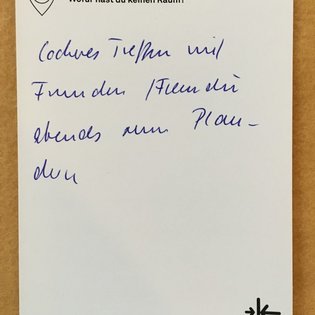 Postkarte mit Ideen von Besucher:innen des Bauwagens im Rahmen des Projekts SPIEL:RAUM der KulturRegion Stuttgart 2021-2022