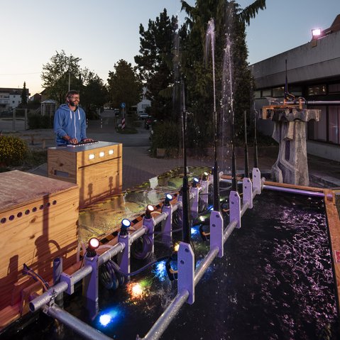 Kunstprojekt "Wasserorgel von Winnenden" von Niklas Roy beim Festival "Drehmoment" der KulturRegion Stuttgart 2018