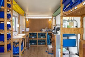 Blick in den Bauwagen des Projekts SPIEL:RAUM der KulturRegion Stuttgart 2021-2022
