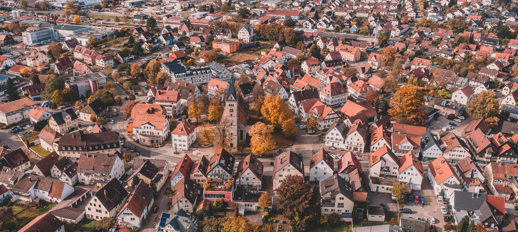 Blick auf die Welzheimer Innenstadt aus der Vogelperspektive